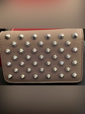 Christian Louboutin Studded Leather Card Wallet - Taupet (with coa)